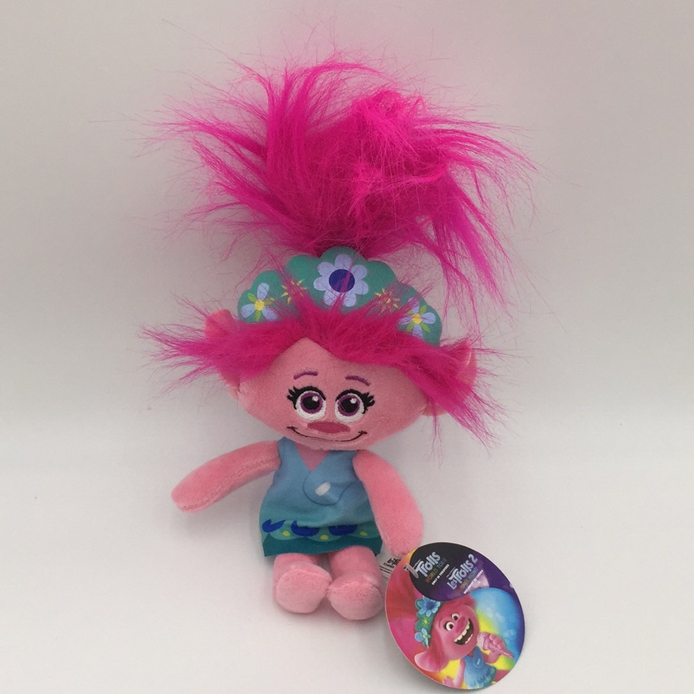 Trolls World Tour Plush Stuffed Toy Doll Pink Hair 10” DreamWorks